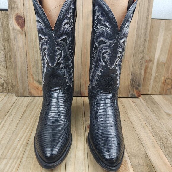Mens Dan Post Winston size 9 D Lizard Leather 13" Western Cowboy Boots - Picture 2 of 13